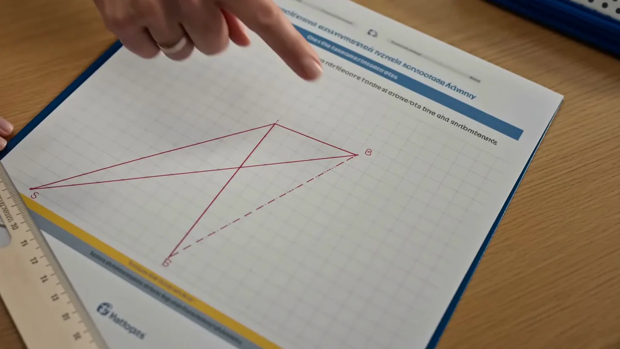 A hand drawing a triangle with a ruler on grid paper, one clean geometry line at a time