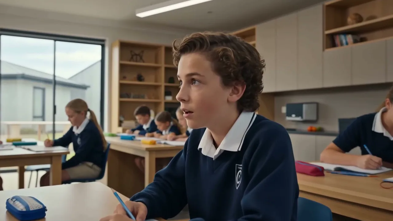 A student settling in with a tutor in a bright, contemporary tutoring room